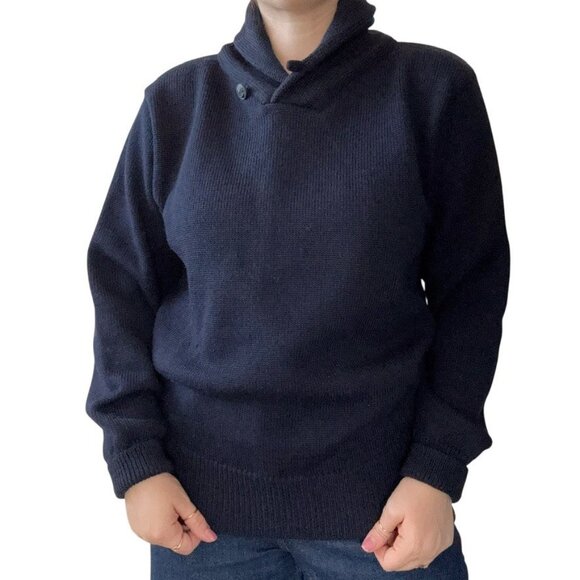 Guidboat Co The Mariner Authetic Naval Wool Navy Blue Mens Fisherman Sweater M - Picture 4 of 8
